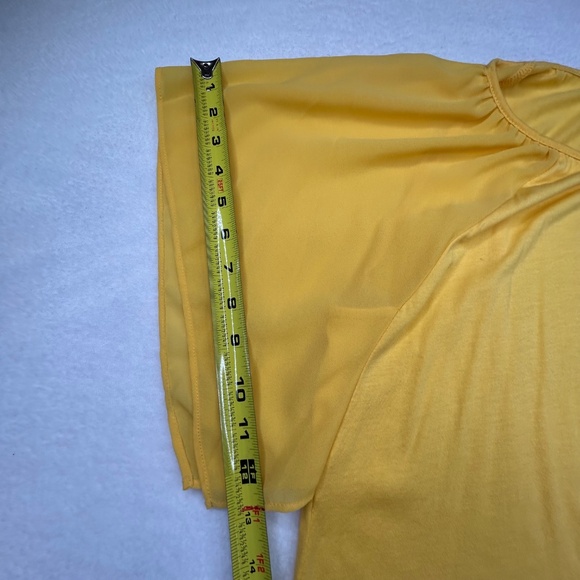 MICHAEL Michael Kors Women Flutter/Dolman Sleeve Blouse Medium Sunflower Yellow - Picture 7 of 12